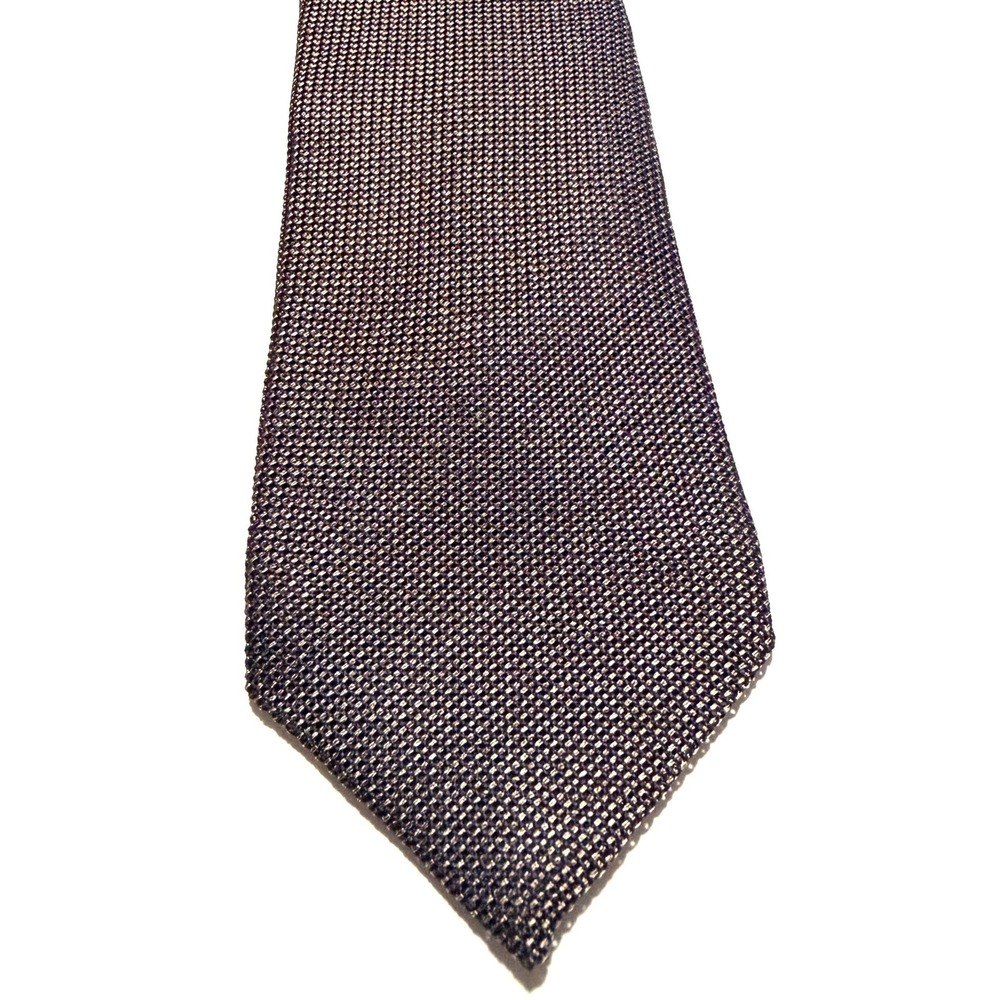 Canali Silk Necktie Navy Charcoal Textured Micro Weave Made in Italy Luxury Tie